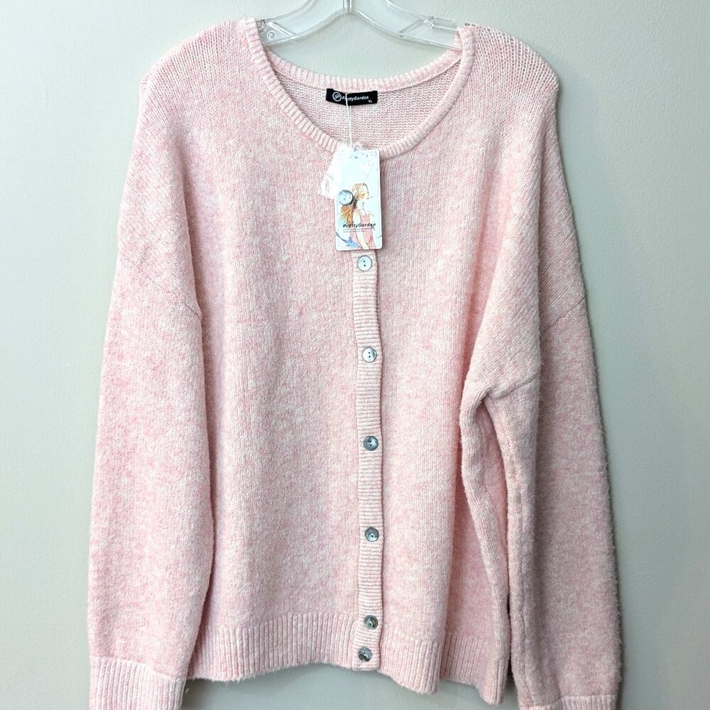 NWT Pretty Garden Women's Blush Pink Button Front Cardigan Sweater. Size XL